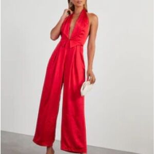 Reeves Satin Halter Jumpsuit VICI XS NWT